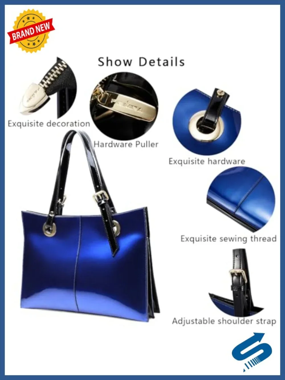 Genuine Leather Work Tote Bag for Women Zipper Shoulder Handbag